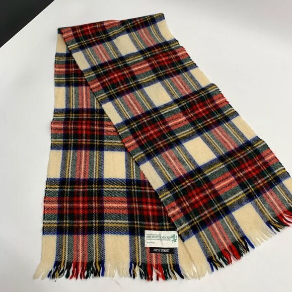 THE SCOTCH HOUSE 100% wool red plaid scarf mens womens unisex - Picture 5 of 5